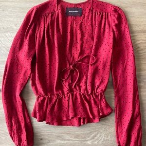 REFORMATION - S - Red polka dot blouse.